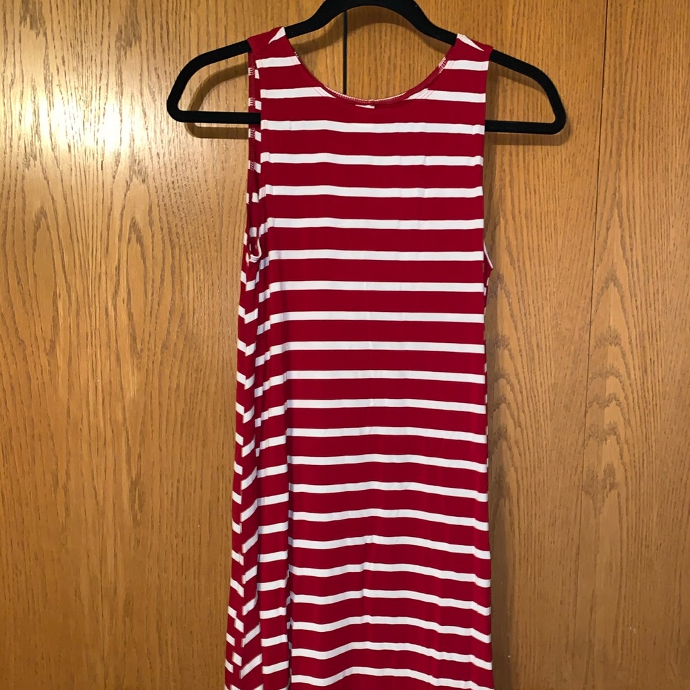 Red and White Striped Tank Top Dress